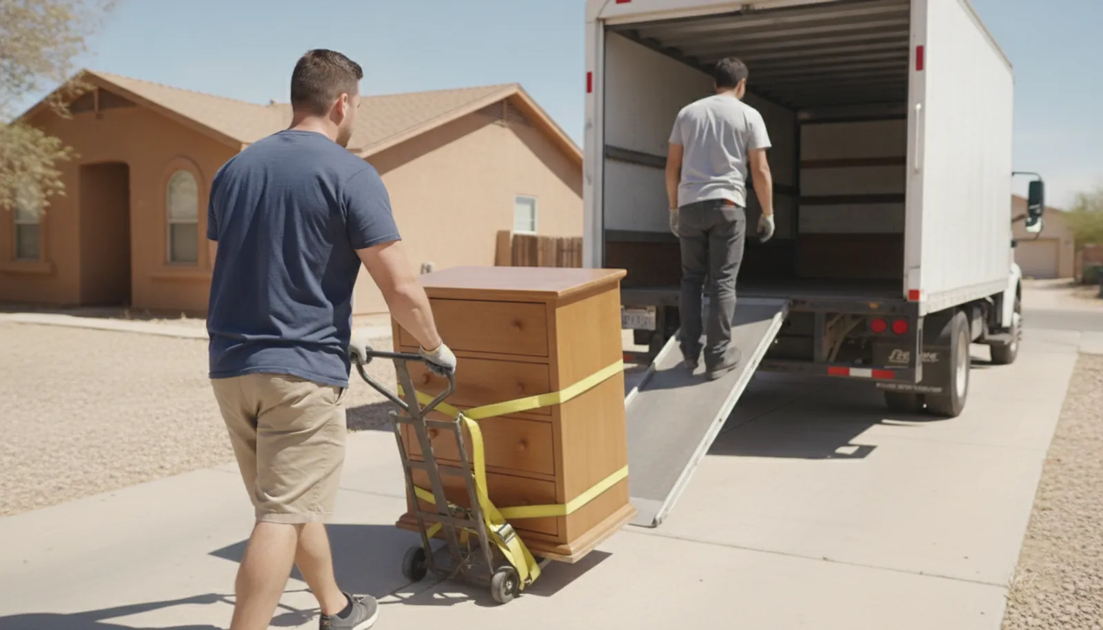 El Paso crew carrying a dresser out to the truck